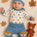 Little Fox Desenli 3lü % 100 Pamuklu Erkek Takım