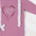 Love Kalp Nakışlı % 100 Pamuk Kız Bebek Tulumu