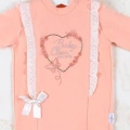 Love Kalp Nakışlı % 100 Pamuk Kız Bebek Tulumu