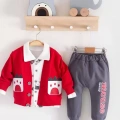 Mause Gömlek Yakalı 3lü Erkek Bebek Takımı