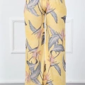 Moda Bayan Penye Bol Paça Pantolon Sarı