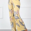 Moda Bayan Penye Bol Paça Pantolon Sarı