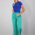 Moda Bayan Penye Bol Paça Pantolon Yeşil