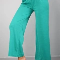 Moda Bayan Penye Bol Paça Pantolon Yeşil