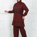 Moda Büyük Beden Tesettür Mayo Bordo