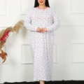 Moda Büyük Beden Uzun Kol Beyaz Anne Gecelik