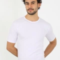 Moda Erkek Sıfır Yaka Likralı Beyaz T-Shirt