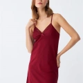 Moda İp Askılı Penye Gecelik Bordo
