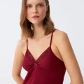 Moda İp Askılı Penye Gecelik Bordo