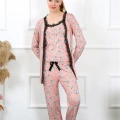 Moda Kadın 3lü Somon Sabahlık Pijama Takım