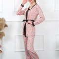 Moda Kadın 3lü Somon Sabahlık Pijama Takım
