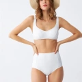 Moda Kadın Basic Beyaz Pedli Yüksek Bel Bikini Takımı
