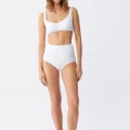 Moda Kadın Basic Beyaz Pedli Yüksek Bel Bikini Takımı
