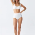 Moda Kadın Basic Beyaz Pedli Yüksek Bel Bikini Takımı