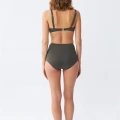 Moda Kadın Basic Haki Pedli Yüksek Bel Bikini Takımı
