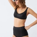 Moda Kadın Basic Siyah Pedli Yüksek Bel Bikini Takımı