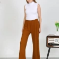 Moda Kadın Bürümcük Kumaş Hafif-Esnek Pantolon 210074 Kahve