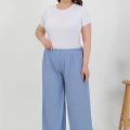 Moda Kadın Büyük Beden Bürümcük Pantolon  Mavi