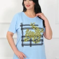 Moda Kadın Büyük Beden Mavi Pijama Takımı