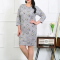 Moda Kadın Büyük Beden Penye Gecelik Ev Elbisesi Gri