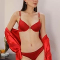 Moda Kadın Destekli Aksesuarlı Sütyen Takım Kırmızı