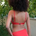Moda Kadın Destekli Fiyonklu Alt Üst Kırmızı Bikini Takım