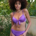 Moda Kadın Destekli Fiyonklu Alt Üst Mor Bikini Takım