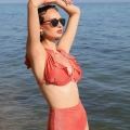 Moda Kadın Fırfırlı Yüksek Bel Kiremit Alt Üst Bikini Takım