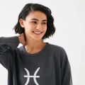 Moda Kadın Füme Balık Burcu Oversize 2 İplik Eşofman Ev Giyim Takımı