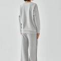 Moda Kadın Gri Aslan Burcu Oversize 2 İplik Eşofman Ev Giyim Takımı