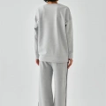 Moda Kadın Gri Balık Burcu Oversize 2 İplik Eşofman Ev Giyim Takımı