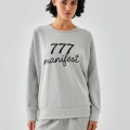 Moda Kadın Gri Manifest Oversize 2 İplik Eşofman Ev Giyim Takımı