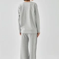 Moda Kadın Gri Manifest Oversize 2 İplik Eşofman Ev Giyim Takımı