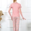 Moda Kadın Gül Kurusu Kısa Kol Pijama Takım
