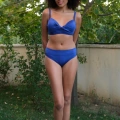 Moda Kadın İçi Boş Fiyonklu Kaplı Saks Alt Üst Bikini Takım