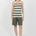 Moda Kadın İp Askılı Pamuk Penye Şortlu Takım Haki