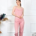 Moda Kadın İp Askılı Somon Pijama Takım