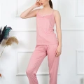 Moda Kadın İp Askılı Somon Pijama Takım