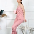 Moda Kadın İp Askılı Somon Pijama Takım