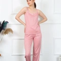 Moda Kadın İp Askılı Somon Pijama Takım