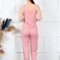 Moda Kadın İp Askılı Somon Pijama Takım