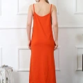 Moda Kadın İp Askılı Turuncu Uzun Gecelik