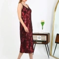 Moda Kadın İp Askılı Uzun Parlak Micro Elbise Gecelik Bordo