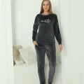 Moda Kadın Kadife Füme Pijama Takım