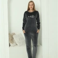 Moda Kadın Kadife Füme Pijama Takım
