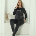 Moda Kadın Kadife Füme Pijama Takım