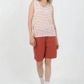 Moda Kadın Kalın Askılı Pamuk Penye Şortlu Takım Turuncu