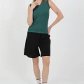 Moda Kadın Kalın Askılı Pamuk Penye Şortlu Takım Yeşil