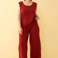 Moda Kadın Kiremit Büyük Beden Penye Alt Üst Takım