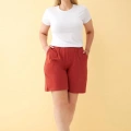 Moda Kadın Kiremit Rengi Rahat Kalıp Cepli Şort